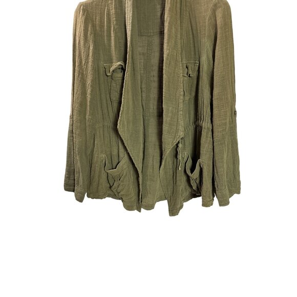 Vintage Y2K Torrid Olive Green Lightweight Open Front Jacket 1(US 1X) - Picture 3 of 7